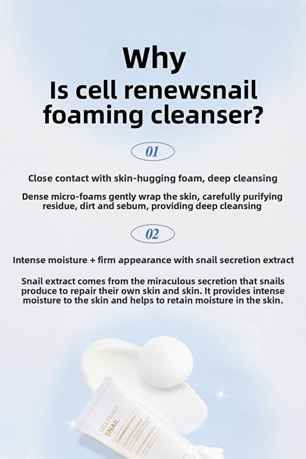 Super Aqua Cell Renew Snail Cleansing Foam - Snail Extract, 100ml Cleansing Foam - 3
