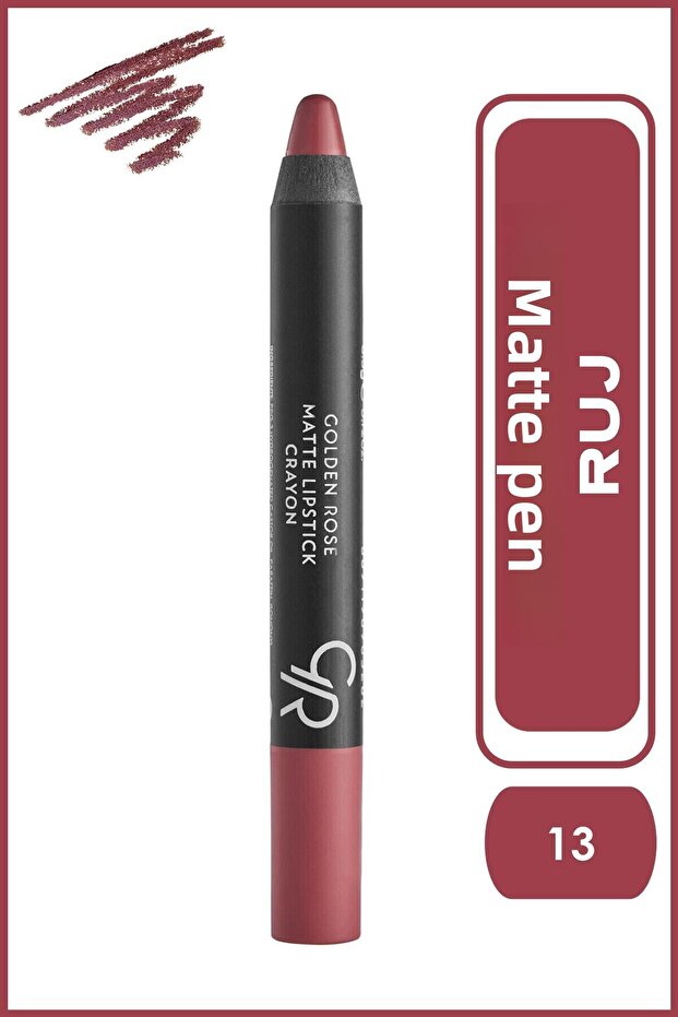 Matte Lipstick Crayon No:13 Peach Pink - Mat Kalem Ruj