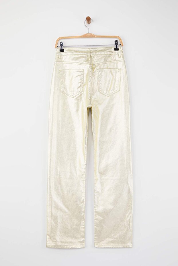 Altın Kaplama Yüksek Bel Straight Jeans TWOAW26JE00155 - 6