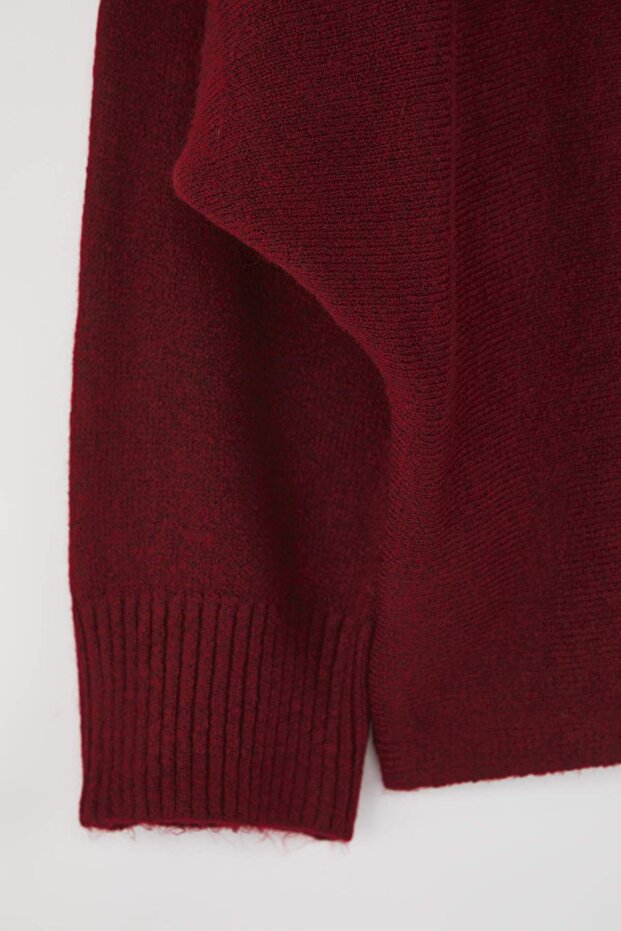 Weinroter, weich strukturierter, weiter Strickpullover TWOAW20KZ1059 - 8