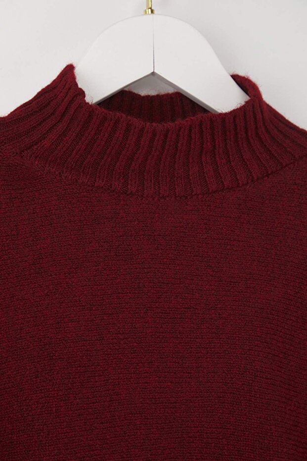 Weinroter, weich strukturierter, weiter Strickpullover TWOAW20KZ1059 - 7
