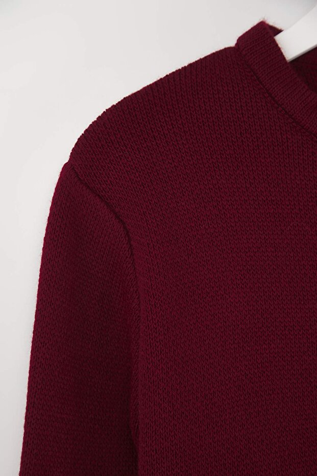 Bordo Basic Ceket Görünümlü Triko Hırka TWOAW24HI00090 - 8