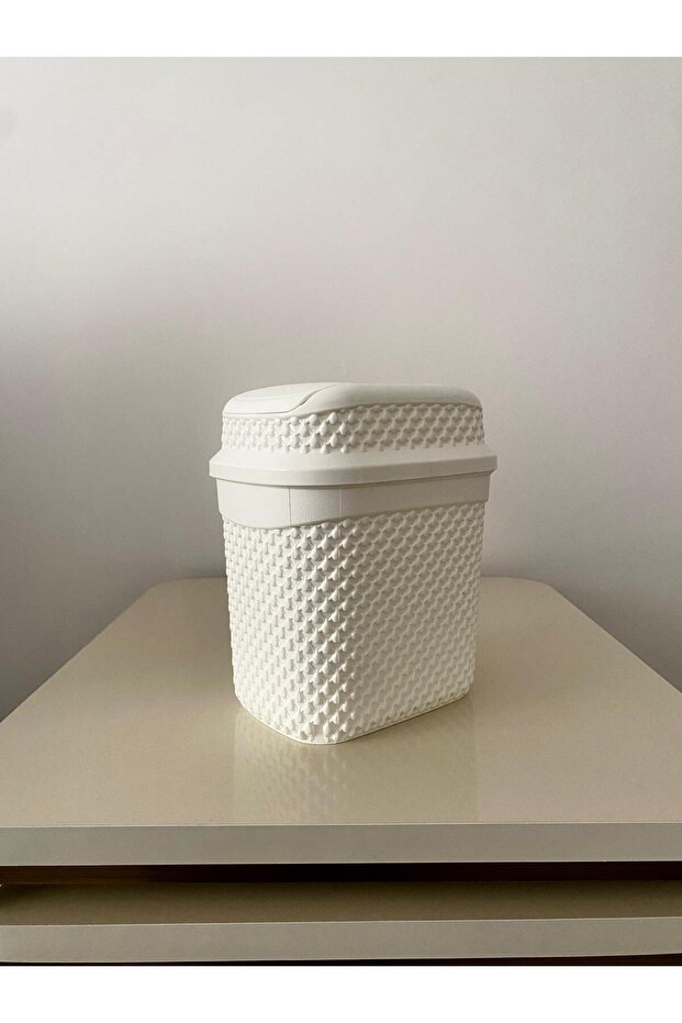 Mini Çöp Kovası Seti – Krem ve Gri Renk Masaüstü Pratik Çöp Kutusu 2 Litre - 7