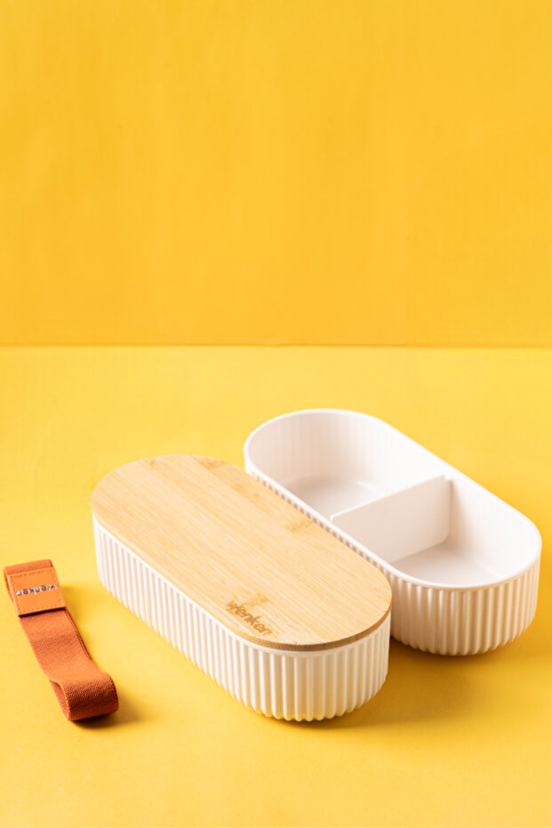 Bamboo Lid Storage Container / Lunch Box / 1000 ml / Set of 2 - 3