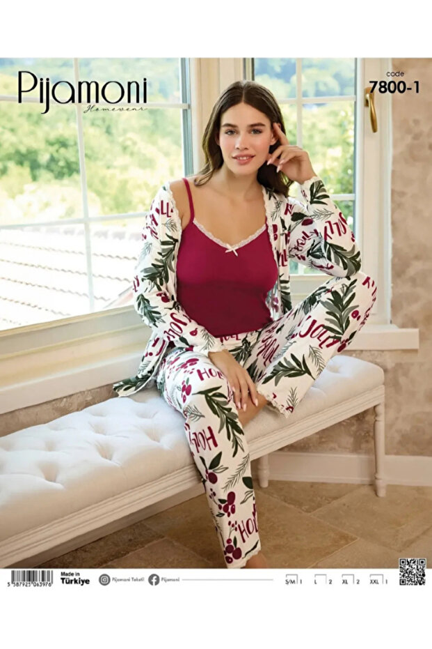 Sabahlıklı Pijama Takımı 3 Parça - 2
