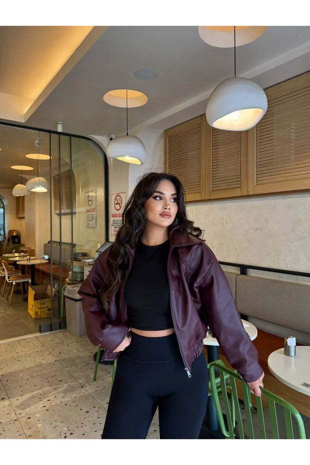 Kadın Kaşe Bomber Ceket - 5