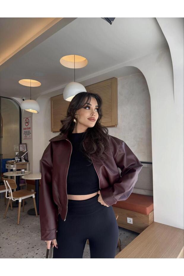 Kadın Kaşe Bomber Ceket - 3