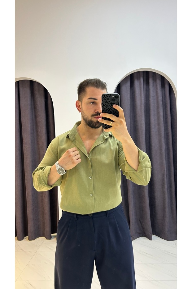 Oversize Krinkıl Gömlek - 5