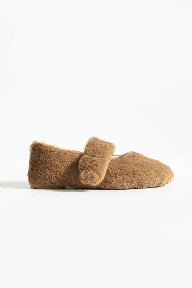 Mink Plush Winter Flat Sole Women's Ballerinas Ft3939