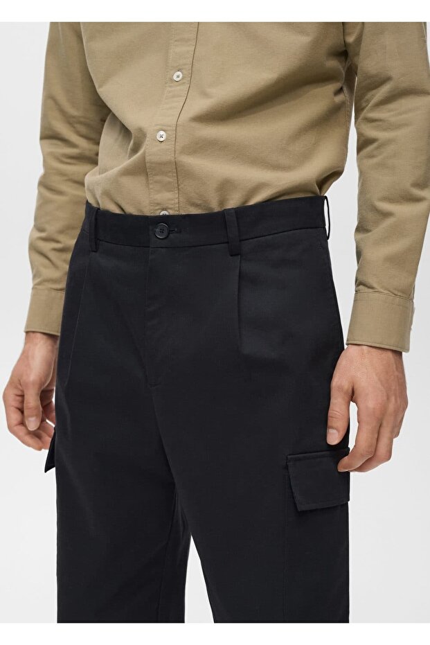 Regular kesim pamuklu kargo pantolon - 5