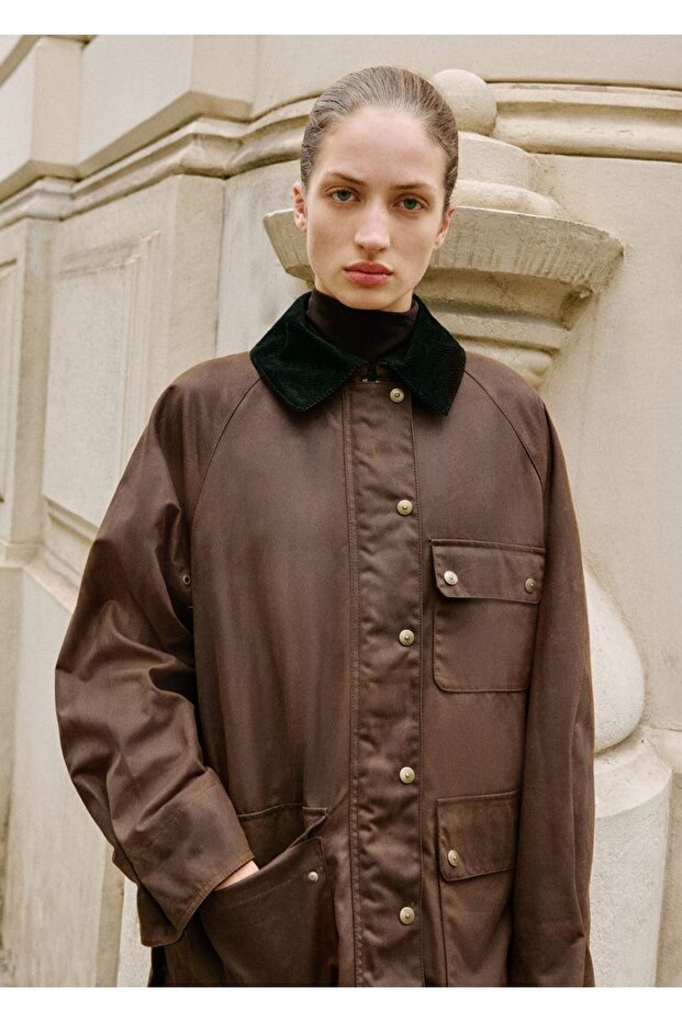 Mum görünümlü kadife yaka parka - 5