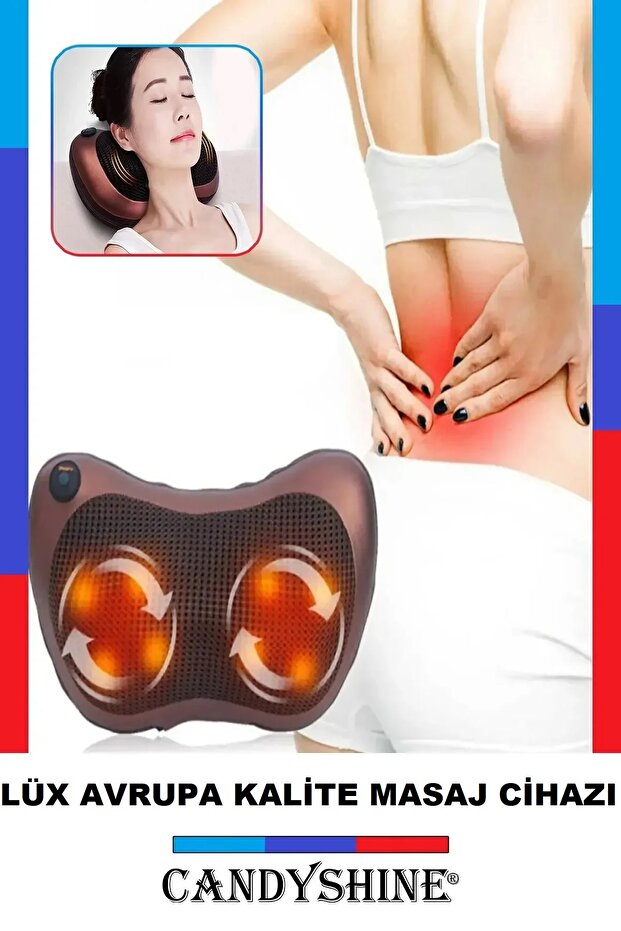Double Motor 8 Ball Premium Quality Massage Pillow Tool with Rubbing Kneading Heated Neck Waist Back Foot
