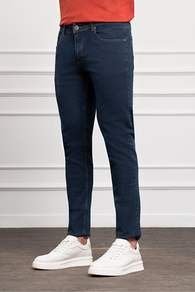 Men's Navy Blue Jean Slim Fit Slim Fit Trousers