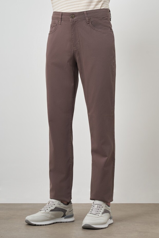 Erkek KAHVE Pamuk 5 Cep Dynamic Fit Jean Kot Pantolon - 3
