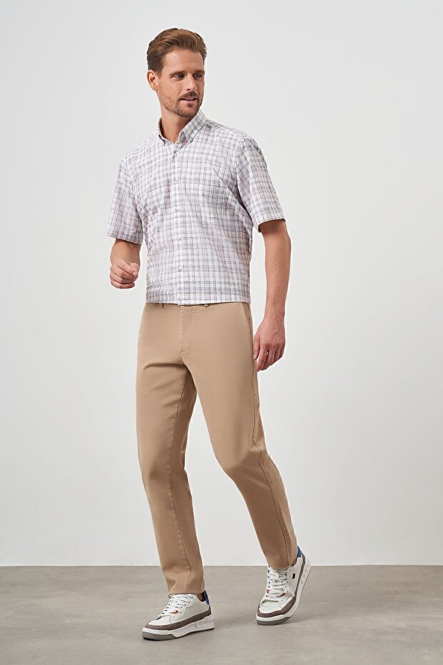 Erkek AÇIK KAHVE Pamuk Yan Cep Dynamic Fit Chino Pantolon - 3