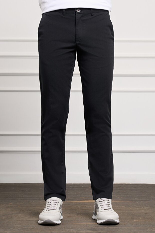 Black Slim Fit Slim Fit Chino Side Pocket Men's Trousers