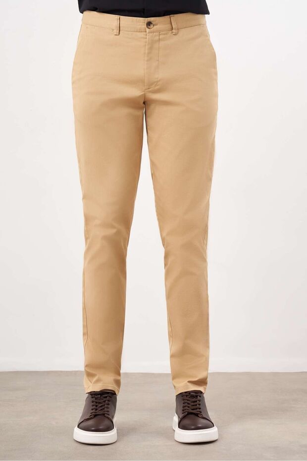 Men's Mustard Yellow Seasonal Cotton Side Pocket Slim Fit Chino Pants