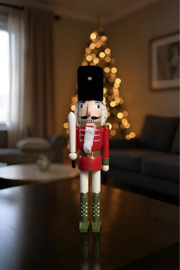 Kurşun Asker 50 cm Ahşap Kırmızı Fındıkkıran Yılbaşı Figürü - 2