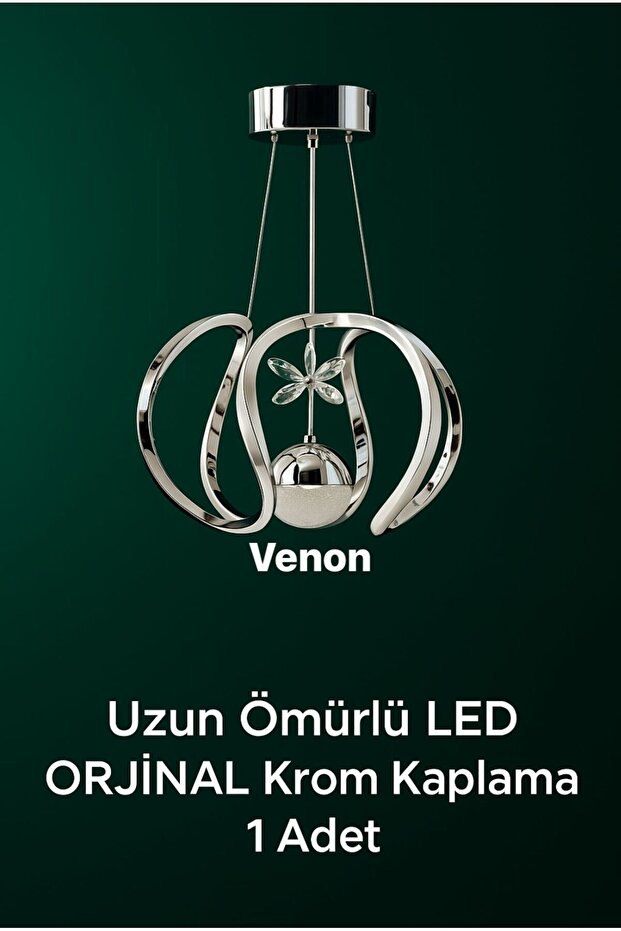 TAÇLI LED AVİZE UZUN LED ÖMRÜ ORJİNAL KROM KAPLAMA BOYA DEĞİL - 1