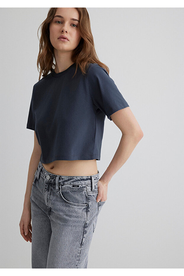 Anthracite Crop Basic T-Shirt Crop / Short Cut 1613072-70763