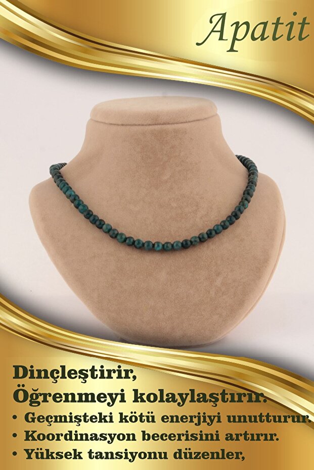 Certified Apatite 6mm Necklace (WITHOUT KNOT)