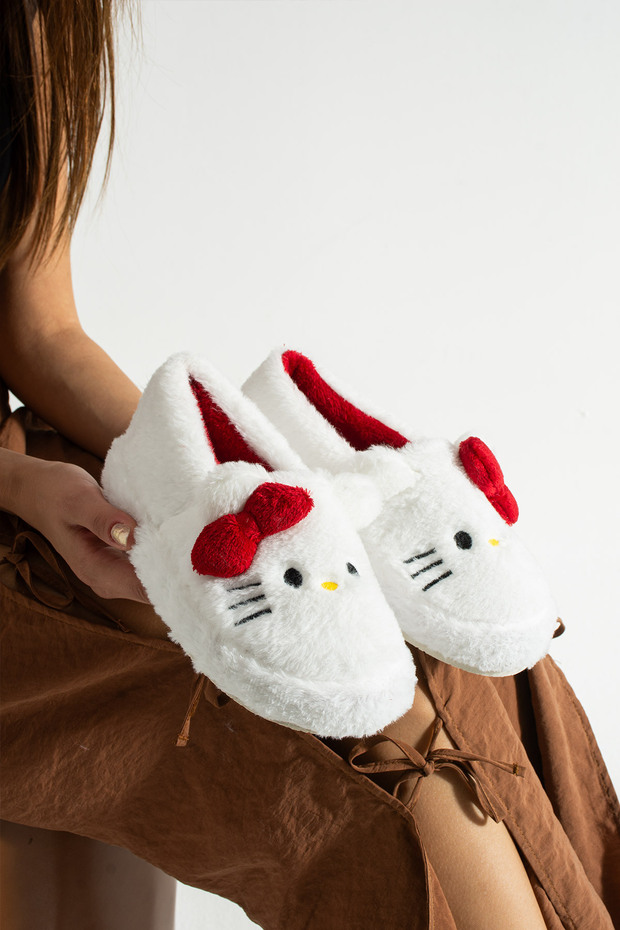 Kırmızı Papyonlu Kedi Ev Botu Panduf - 1