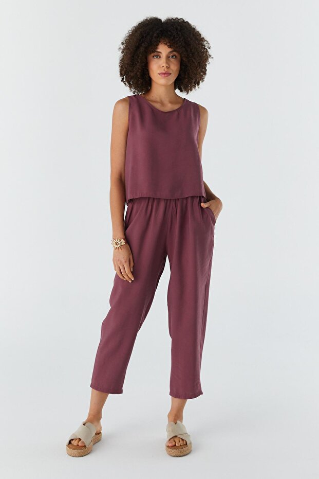 Suspender Blouse Trousers Set Dried Rose