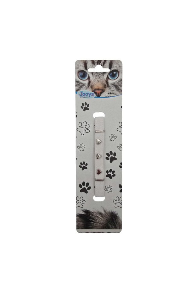Velvet Bell Heart Cat Collar White