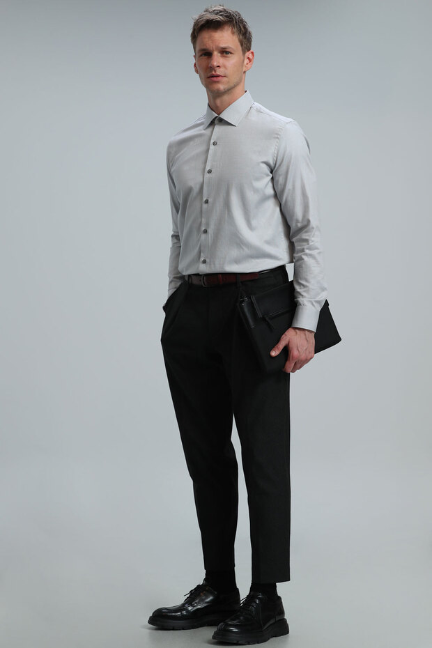Danıel Erkek Basic Gömlek Slim Fit Gri - 4