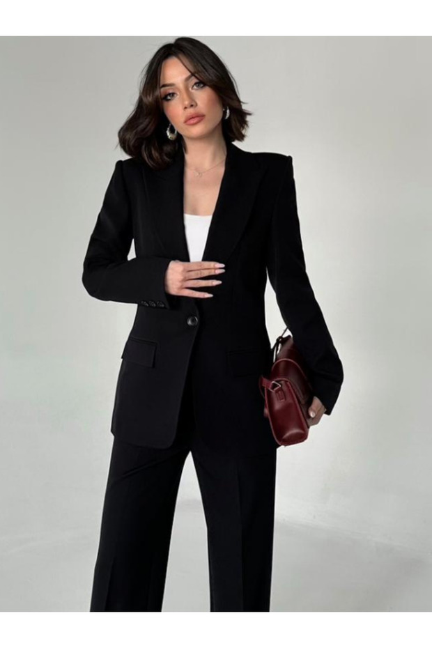 Blazer Takım Elbise Tek Düğme Ceket Pantolon - 1