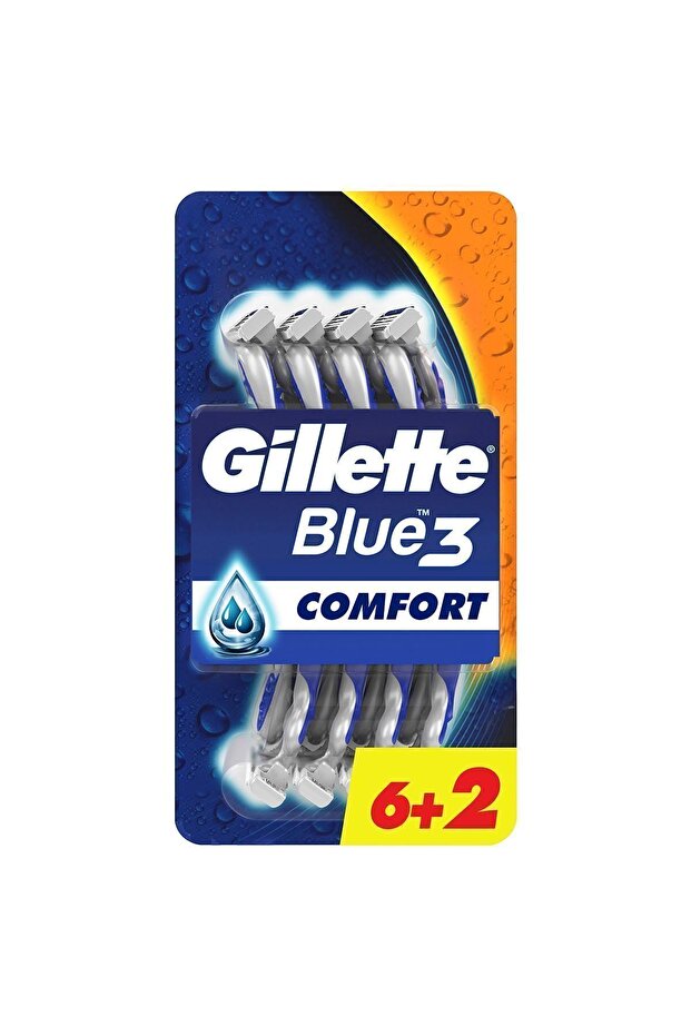 Blue3 Comfort Lubrastrip Disposable Triple Blade Men's Razors (8 Pack)