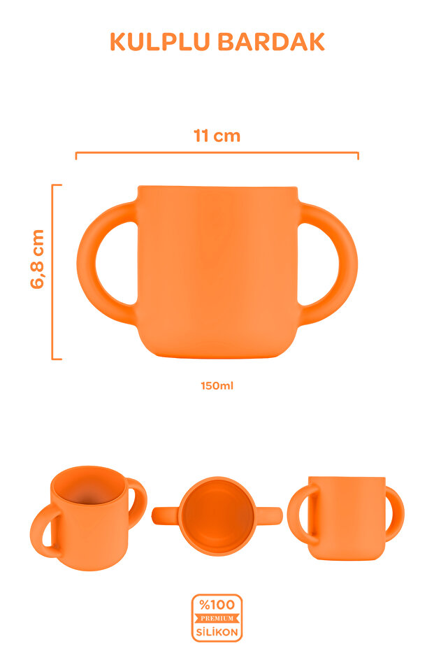 Kulplu Silikon Bardak Sunset Turuncu - 2