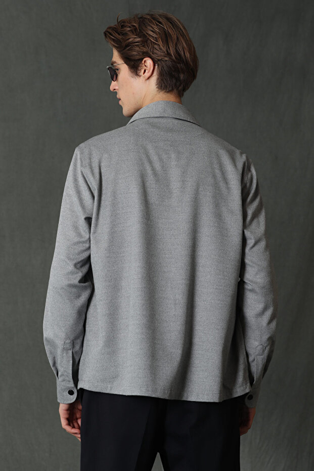 Albın Erkek Basic Gömlek Slim Fit Gri - 6