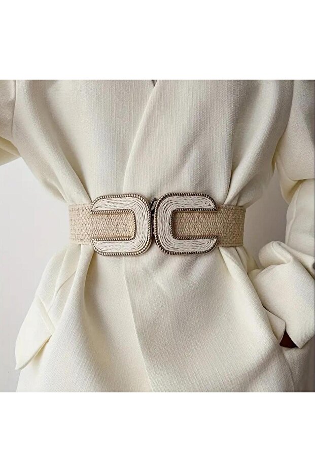 Imported Elastic Straw Women's Belt Dress Belt Shirt Belt Coat Belt