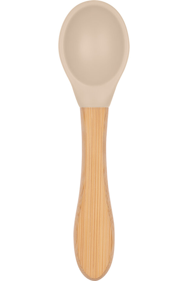 Bambu Saplı Silikon Mama Kaşığı Latte Bej - 1