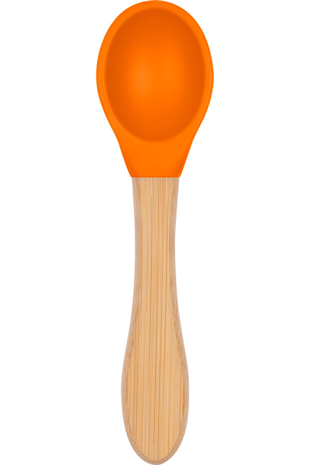 Bambu Saplı Silikon Mama Kaşığı Sunset Turuncu - 1