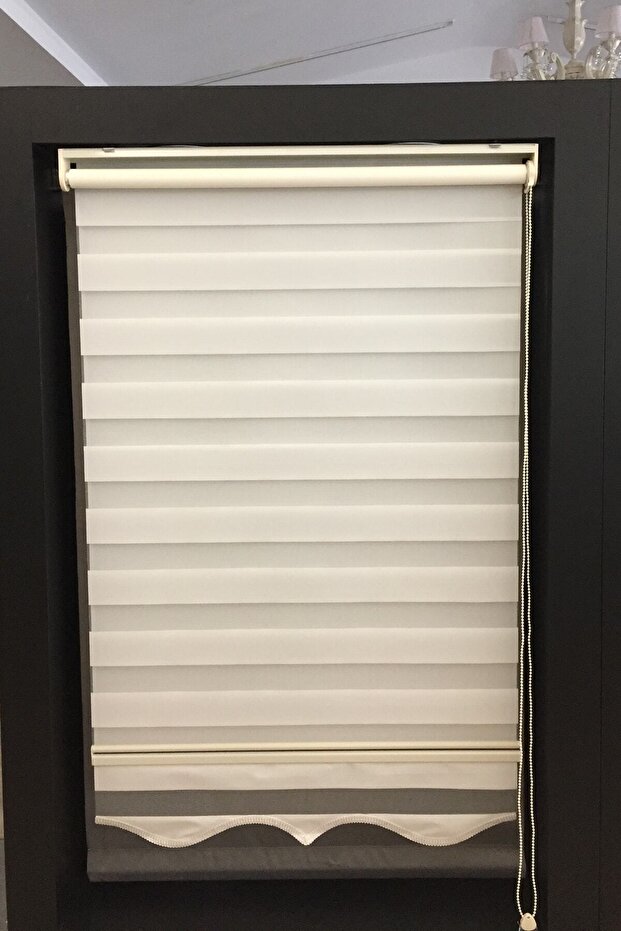 Stor Zebra Perde Krem Etek Modelli - 2