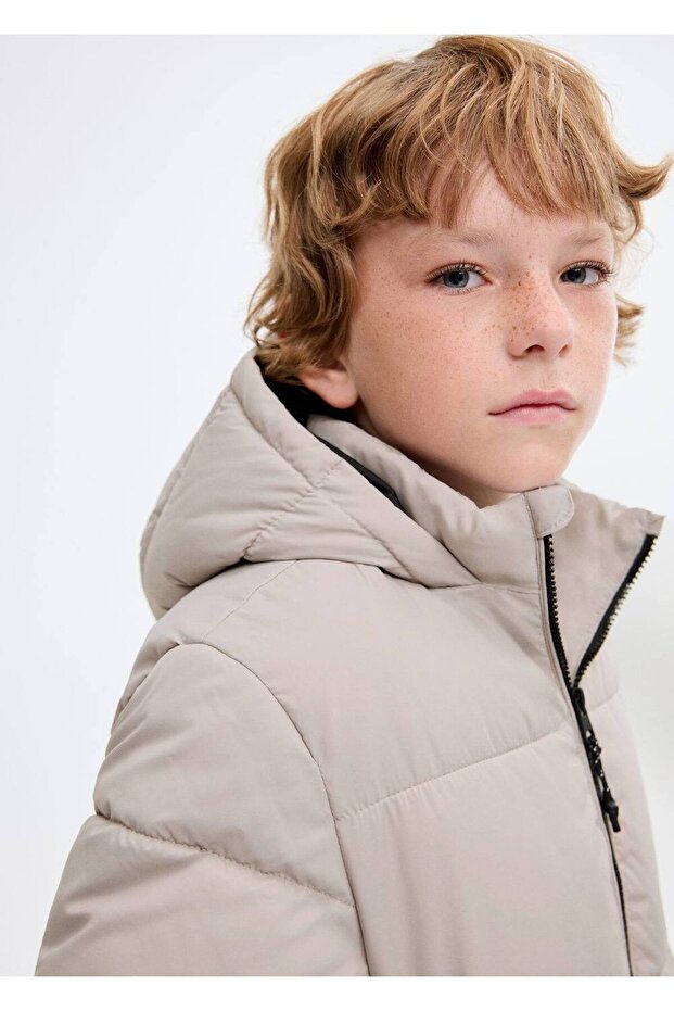 Kapüşonlu kapitone anorak - 4