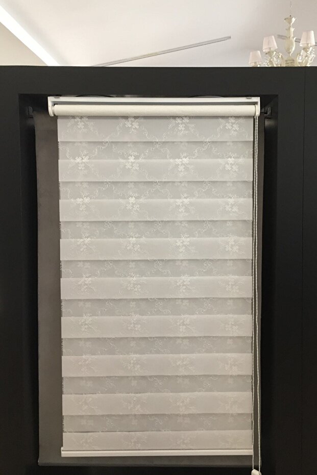 Işlemeli, Nakışlı Zebra Perde Krem - 6