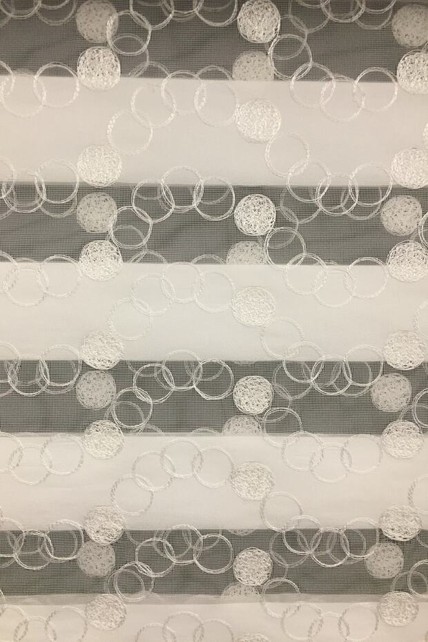 Işlemeli Zebra Perde Krem - 3