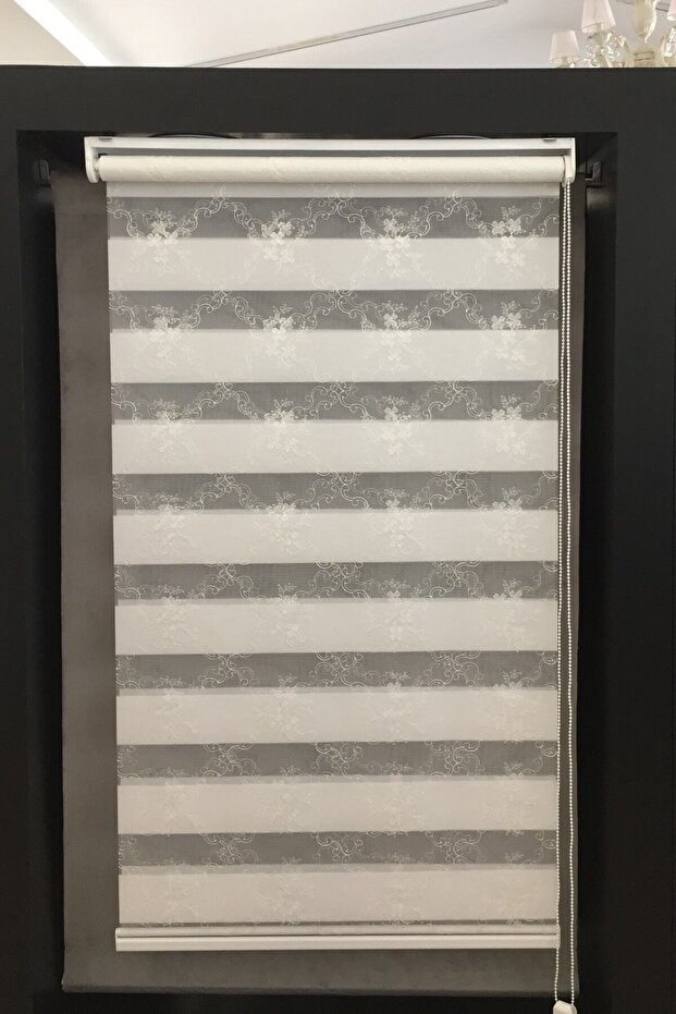 Işlemeli, Nakışlı Zebra Perde Krem - 5