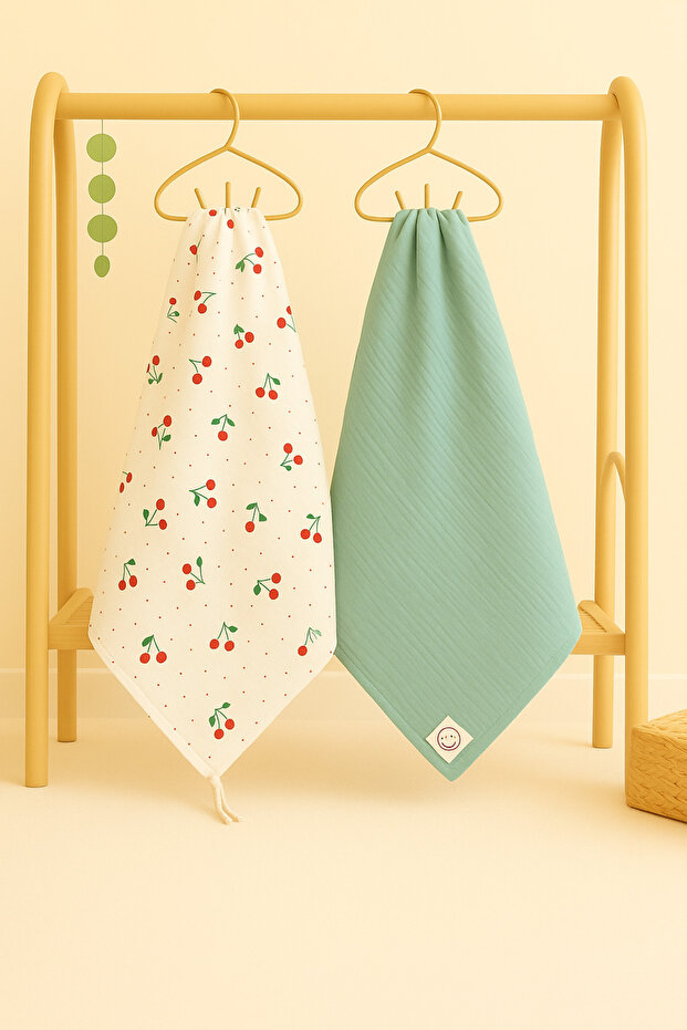 Pack of 2 Multi-Purpose Double-Layer Muslin Covers Made of 100% Cotton 80*100cm