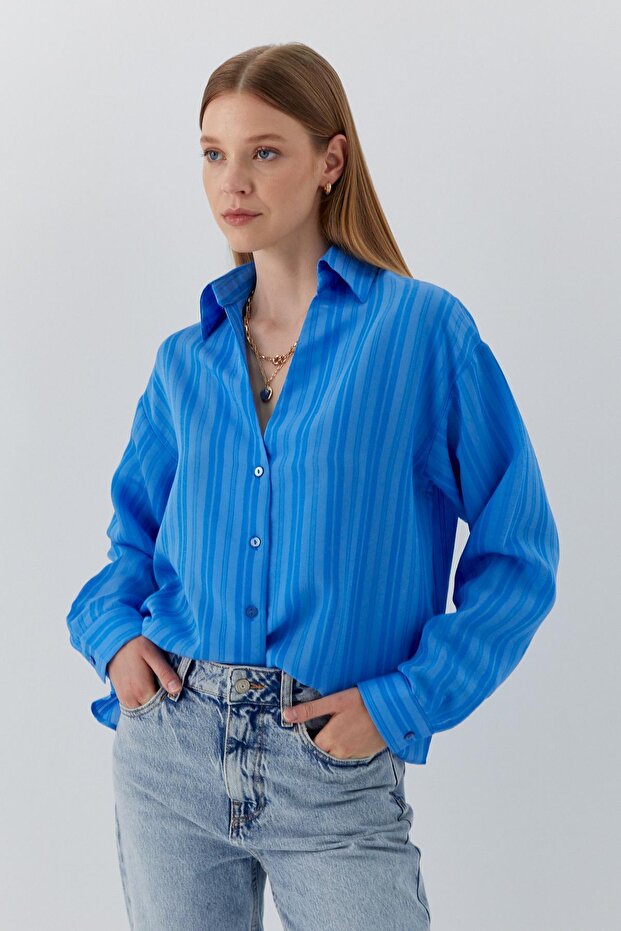 Viskon Gömlek Mavi - 3