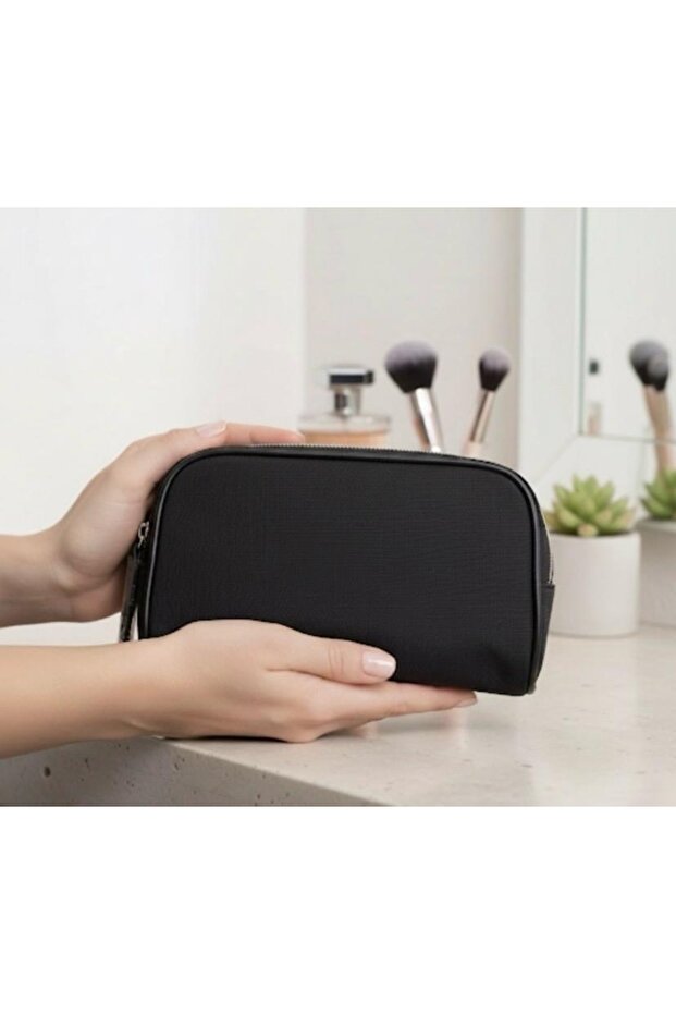 Black Portfolio Handbag Travel Shaved Cosmetic Clutch Bag