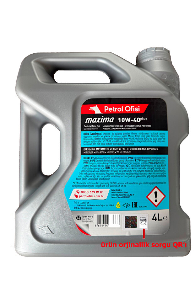 Maxıma 10w-40 Plus 4 Lt Üretim Tarihi 06.09.2024 - 3