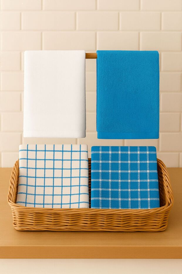 100% Cotton Serving Napkin and Kitchen Towel Set of 4, Nutrition Cover - Luxurious and Stylish Design