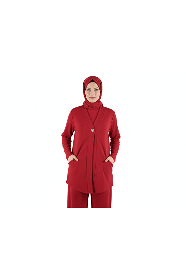 Hijab Double Set |   Pocketed Relaxed Fit XL Size Tunic Pants Set