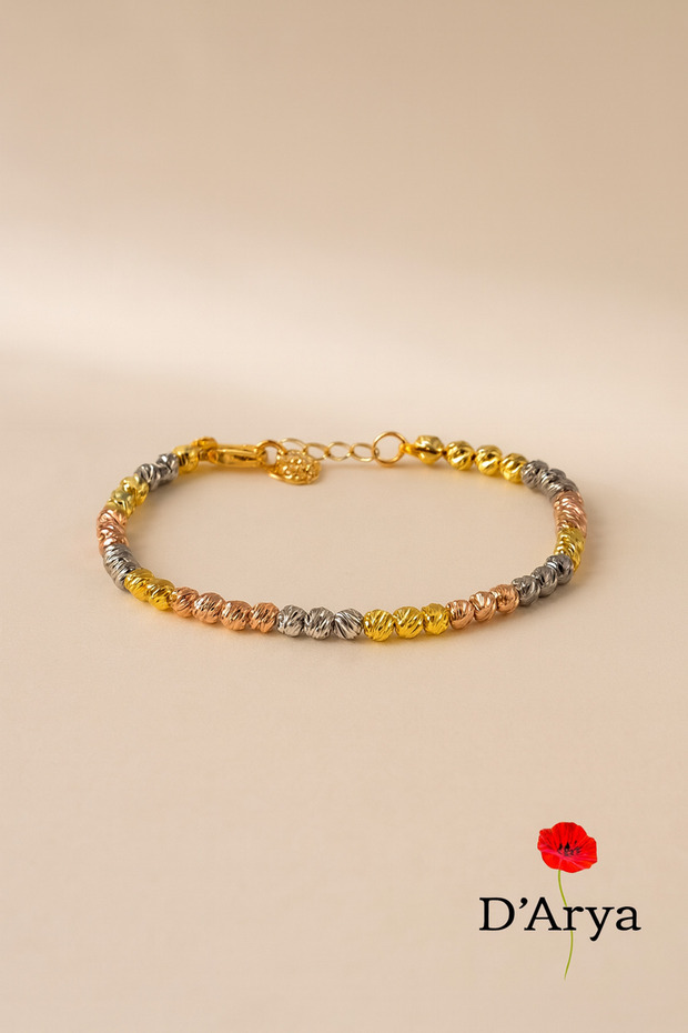 Dd485 Three Color Top Gold Silver Rose Detailed Bracelet Handmade