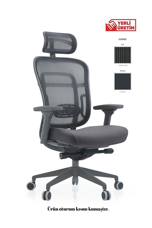 Ivo Office Passion Çalışma | Oyuncu | Ofis | Yönetici | Makam Koltuğu Gri Kumaş