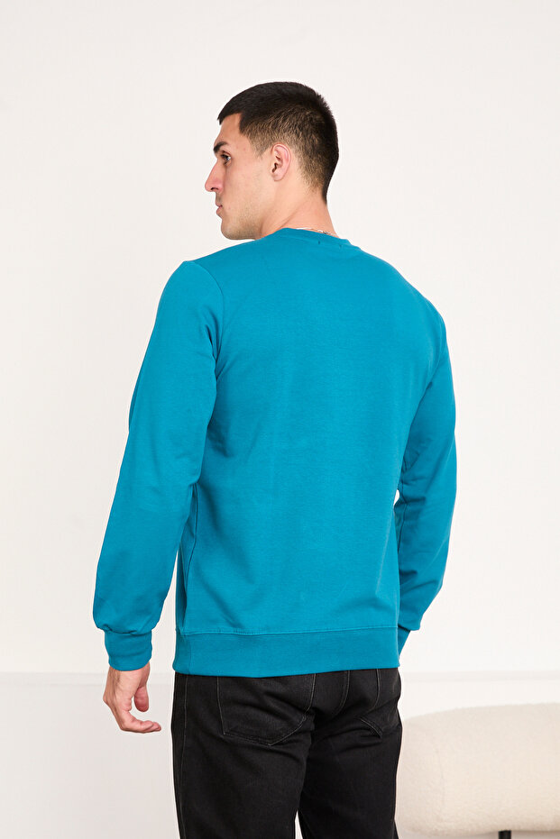 Erkek Basic Uzun Kollu Düz Sweatshirt - 7